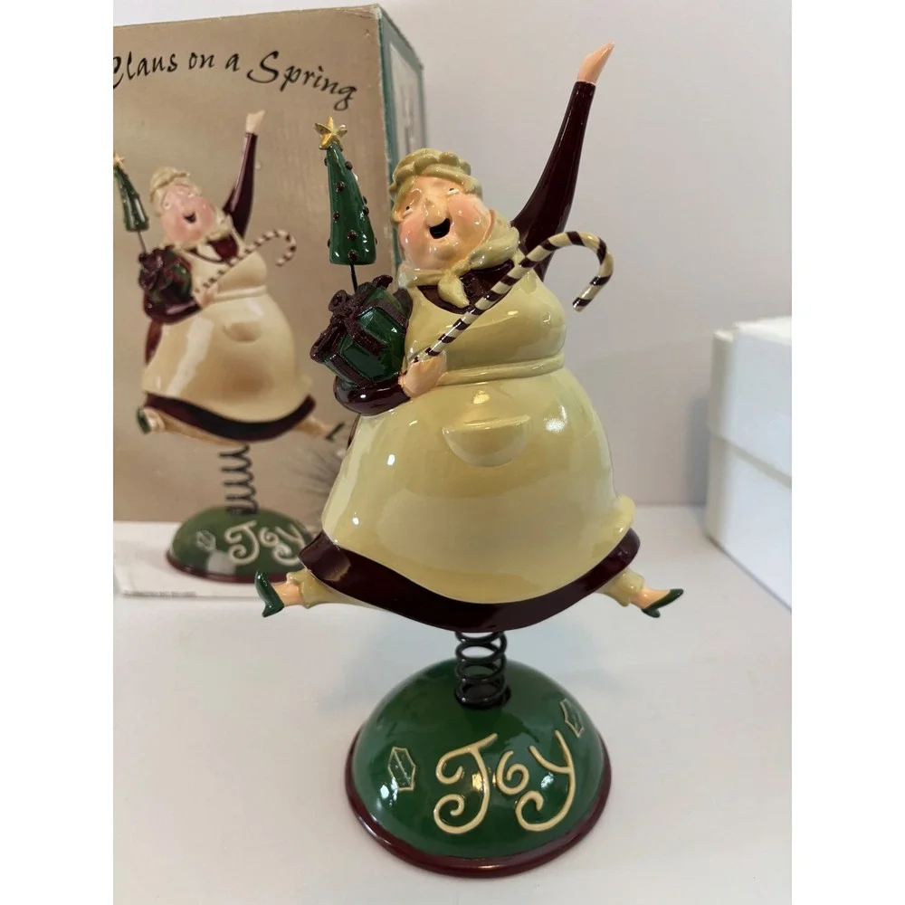 Mrs. Claus on a Spring Christmas Figurine Joy Base Bobble Head Holiday Decor